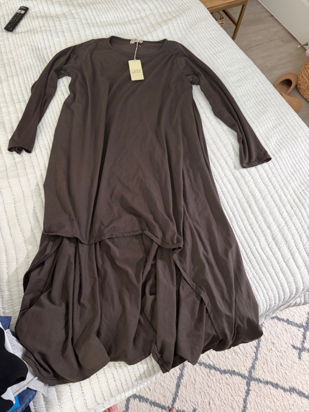 Saga Long Sleeve Brown High-Low Tunic